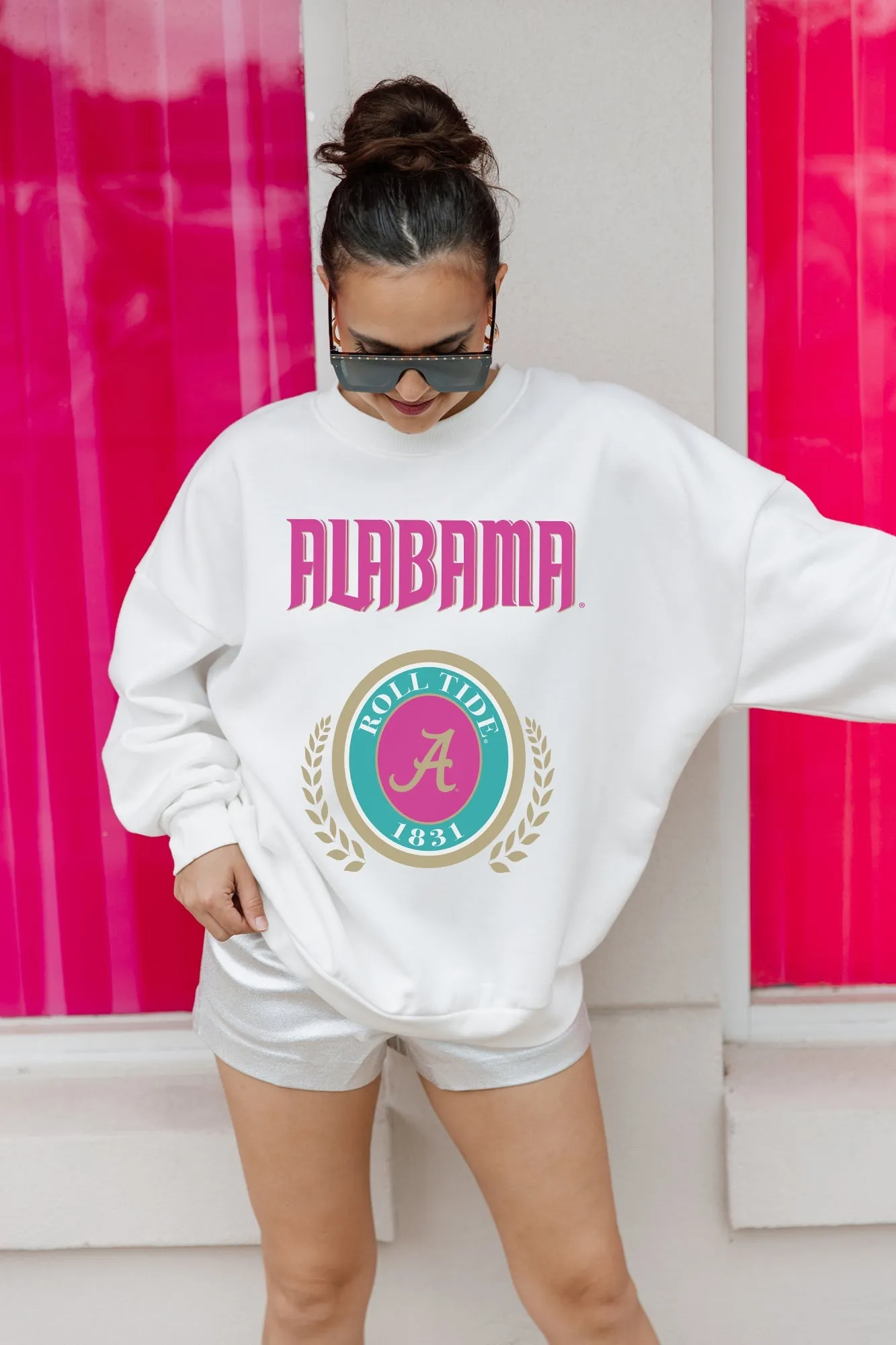 ALABAMA CRIMSON TIDE GOAL GETTER PREMIUM FLEECE DROP SHOULDER CREWNECK PULLOVER