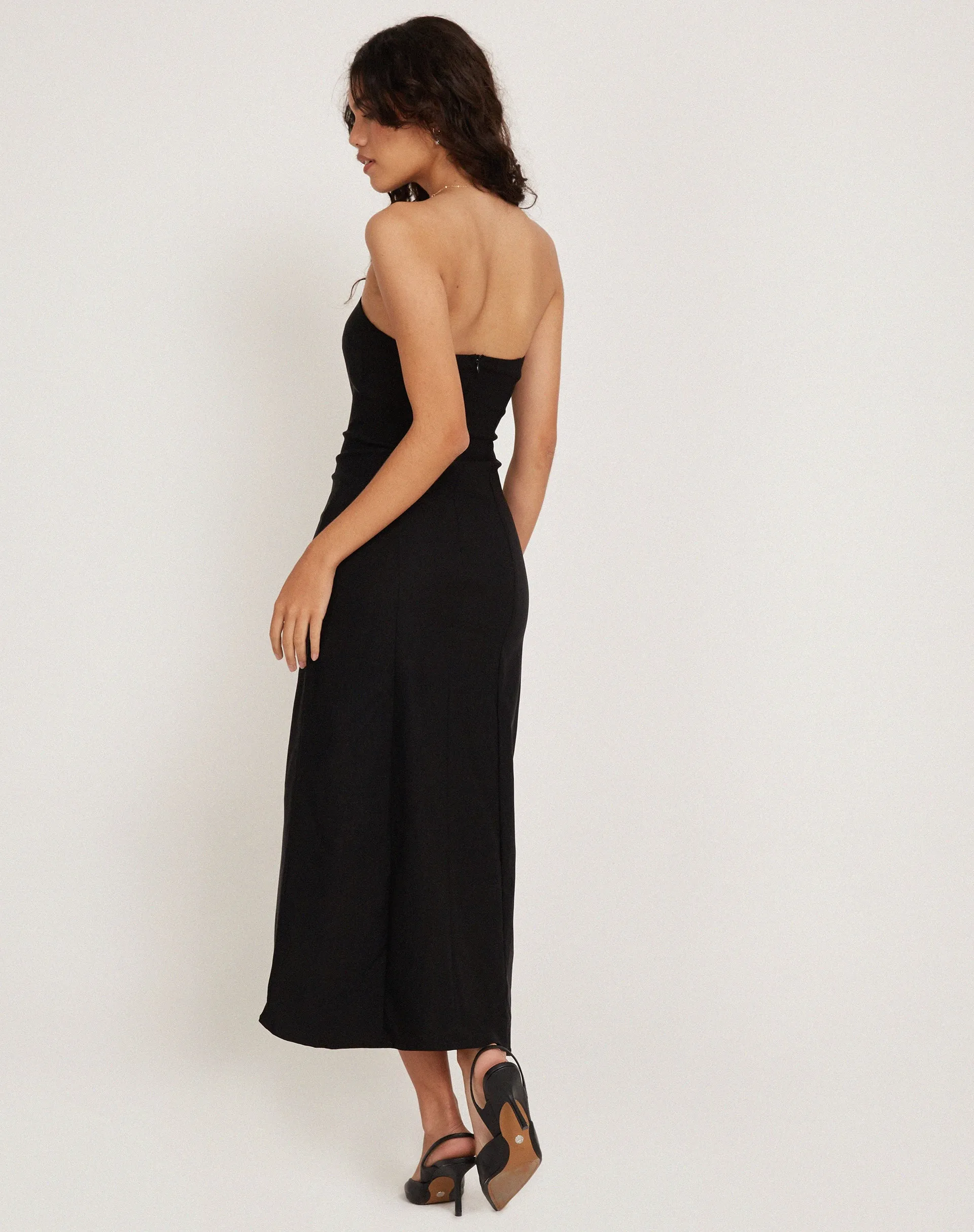 Bellini Bandeau Midi Dress in Black