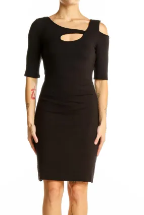 Black Asymmetric Cut-Out Bodycon Dress