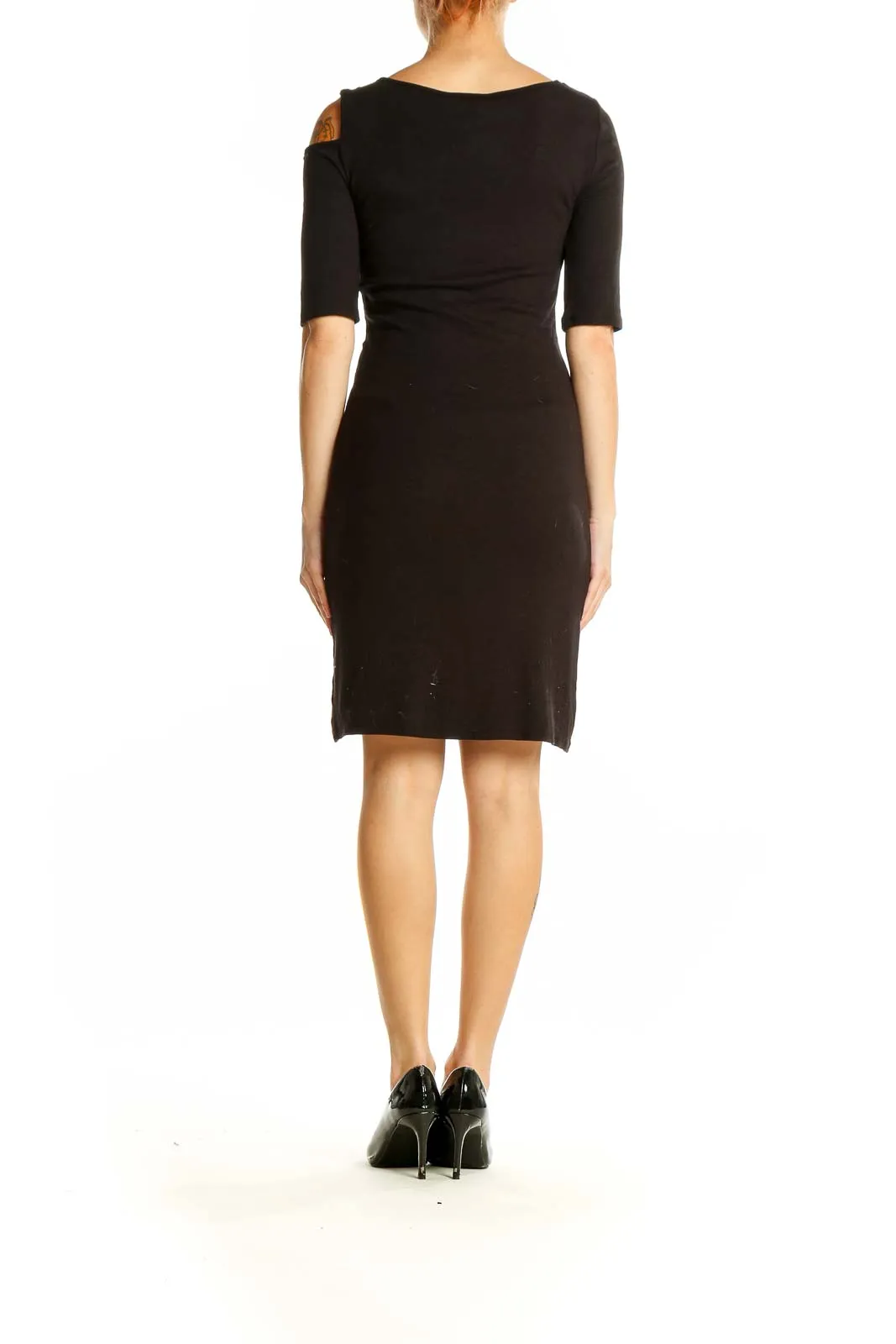 Black Asymmetric Cut-Out Bodycon Dress