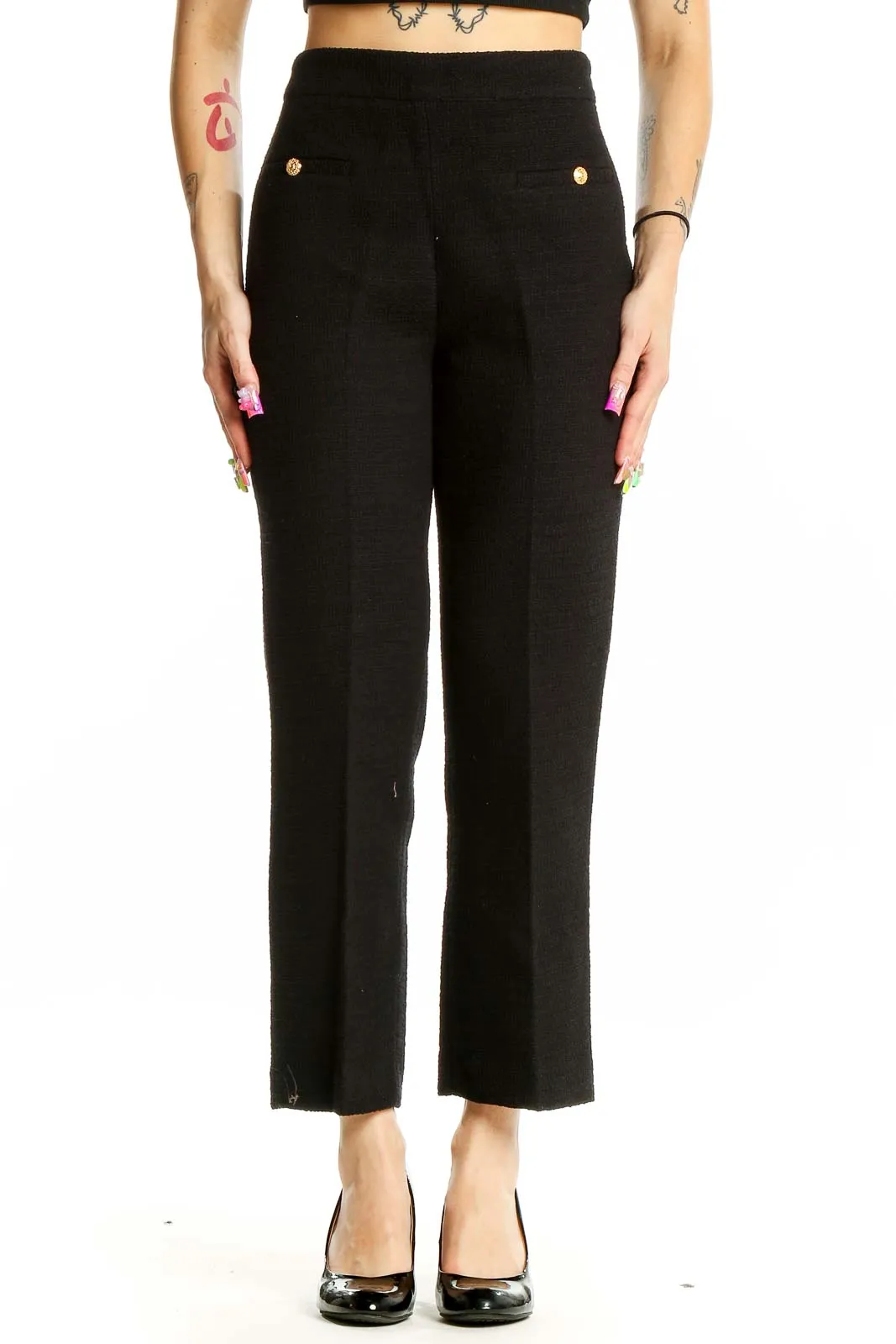 Black High-Waisted Tailored Trousers