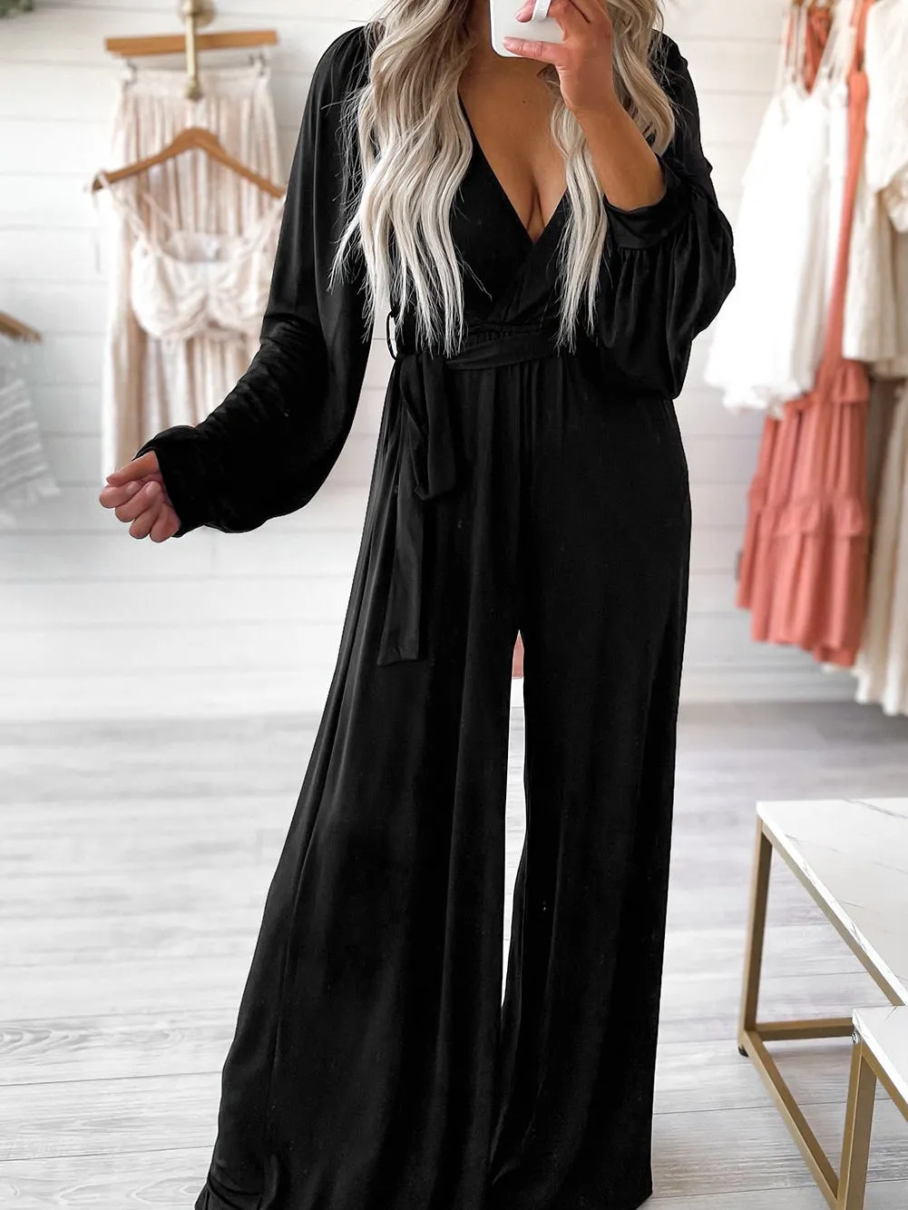 Black Jumpsuit with a Relaxed Fit