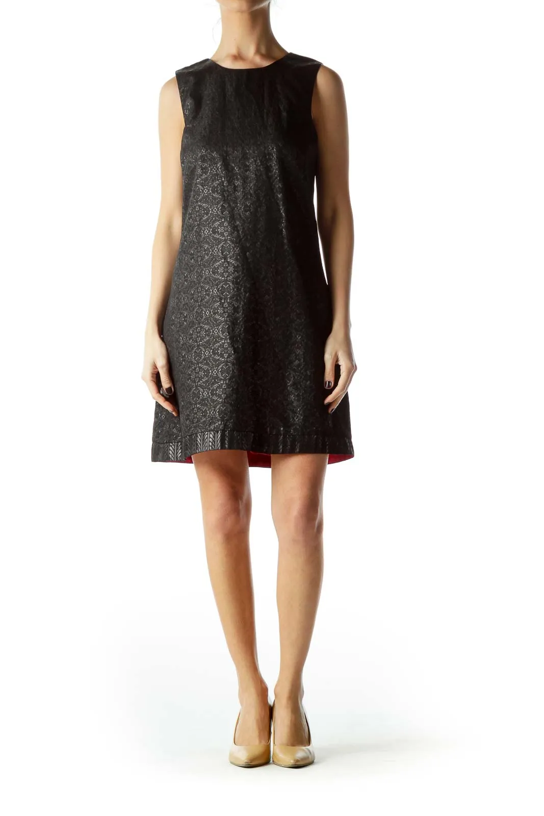 Black Metallic Texture Cocktail Dress