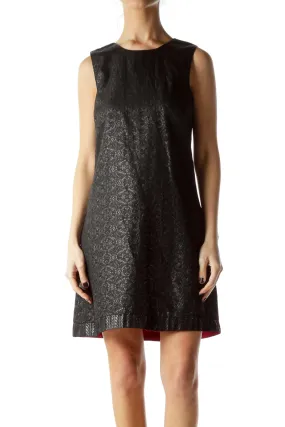 Black Metallic Texture Cocktail Dress