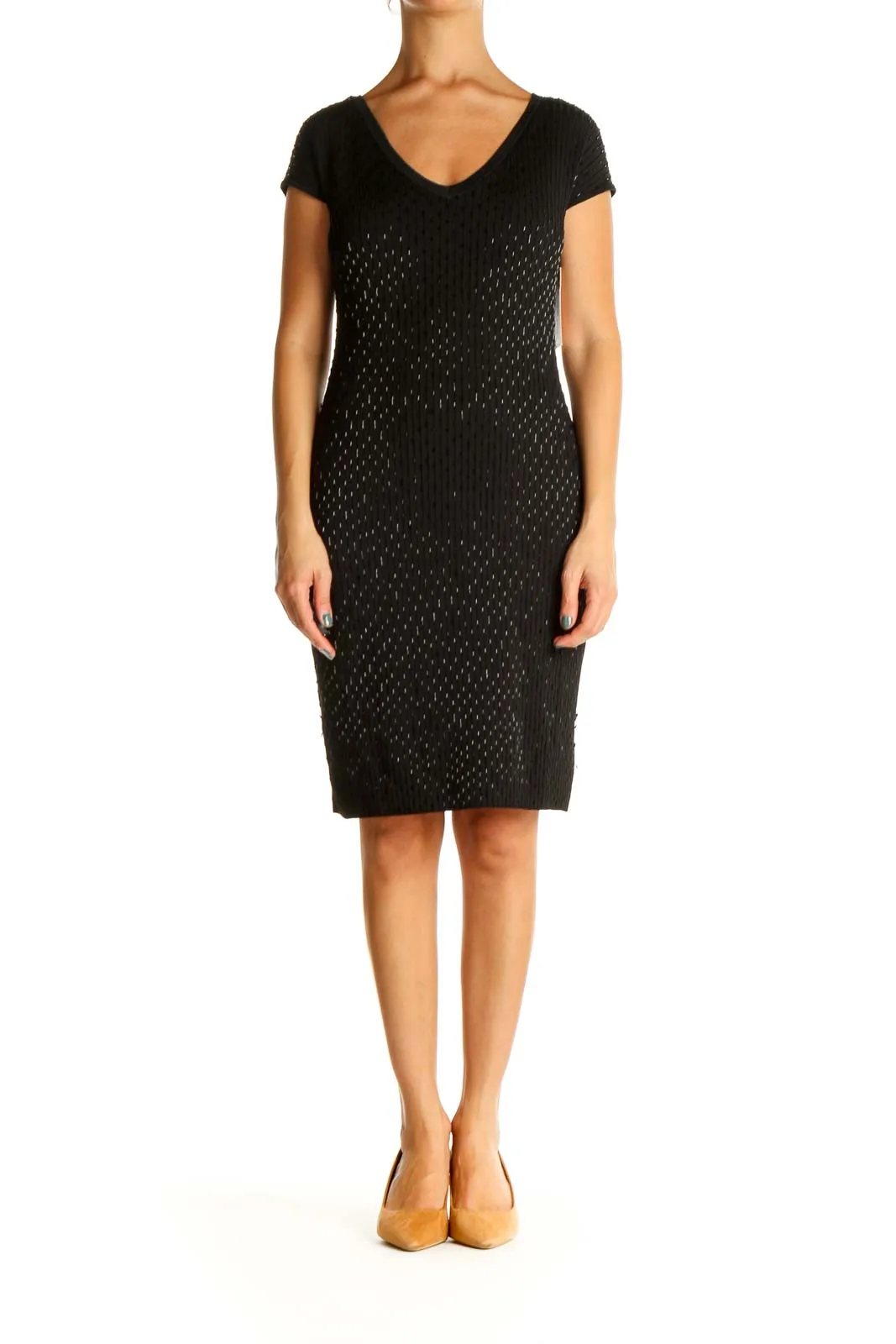 Black Sequin Classic Sheath Dress