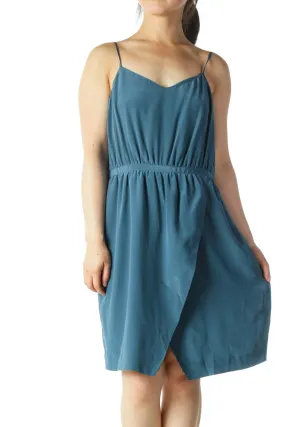 Blue Slitted Cocktail Dress