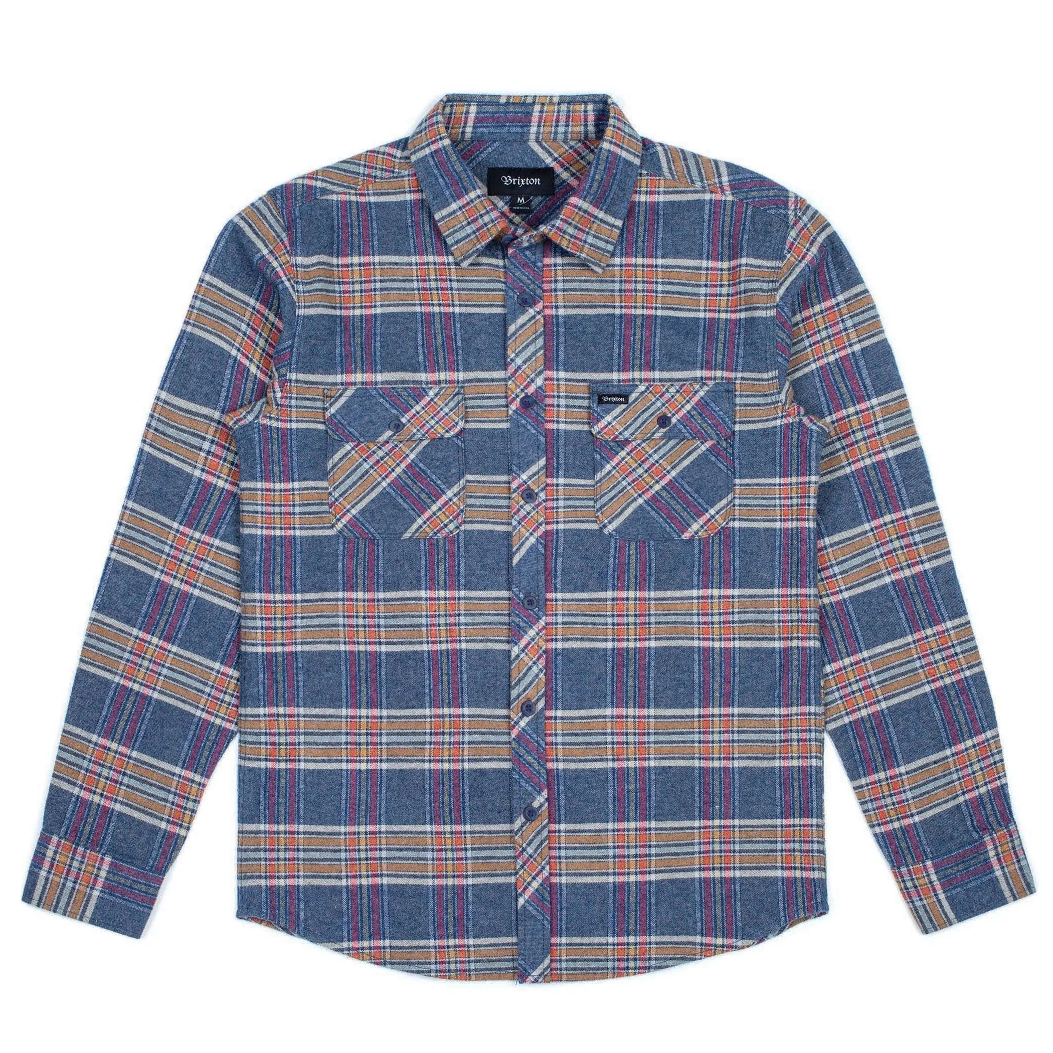 Brixton Bowery Long Sleeve Flannel Shirt Slate Blue