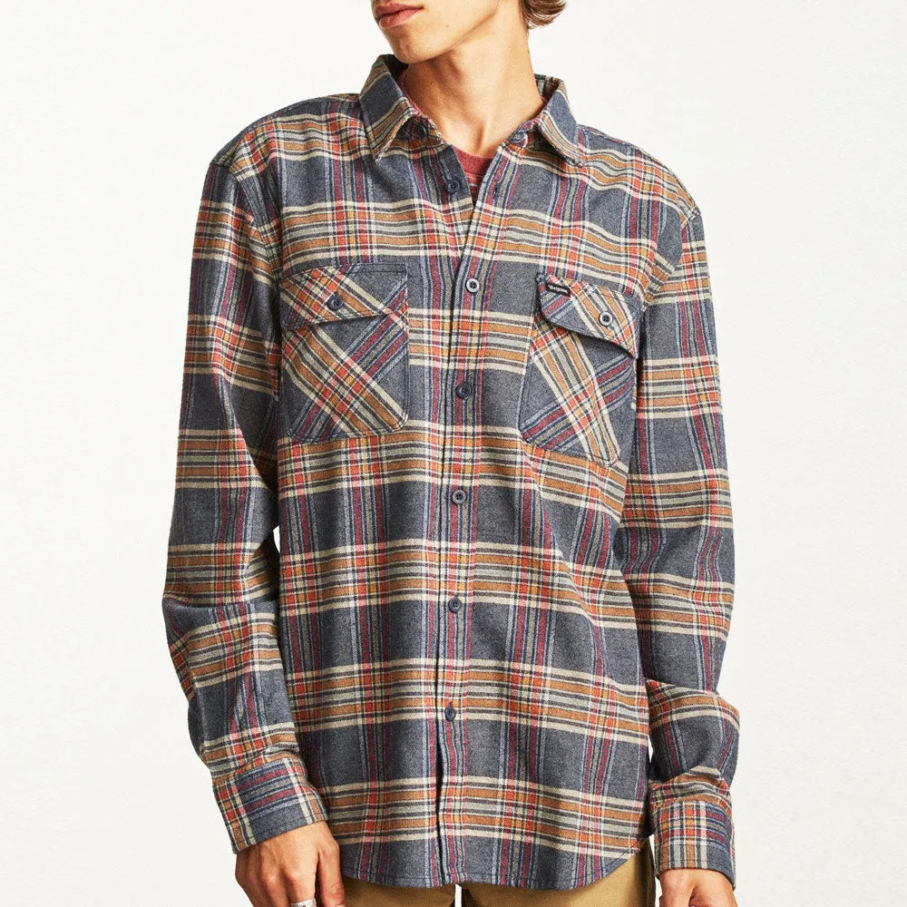 Brixton Bowery Long Sleeve Flannel Shirt Slate Blue