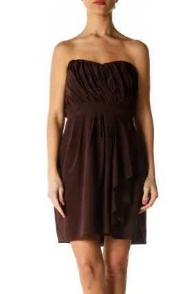 Brown Solid Chic A-Line Dress