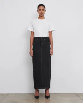 DENIM COLUMN SKIRT / BLACK