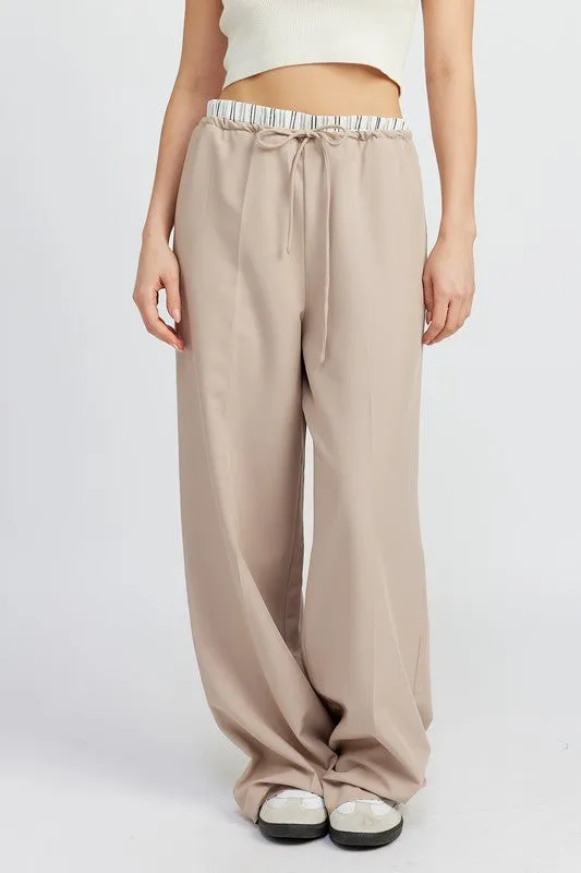 DOUBLE WAIST STREUIGHT LEG PANTS