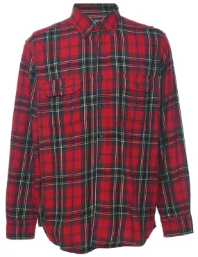 Faded Glory Checked Red Flannel Shirt - L