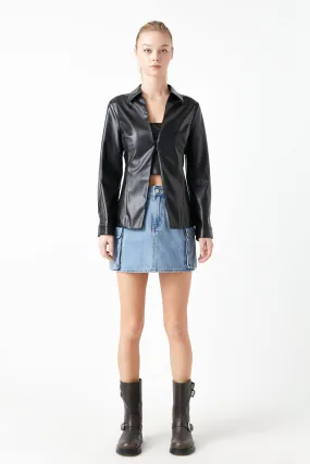 Faux Leather Jacket Set