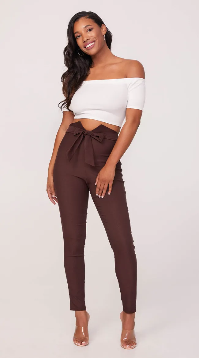 Fitted High Waisted Bow Pants