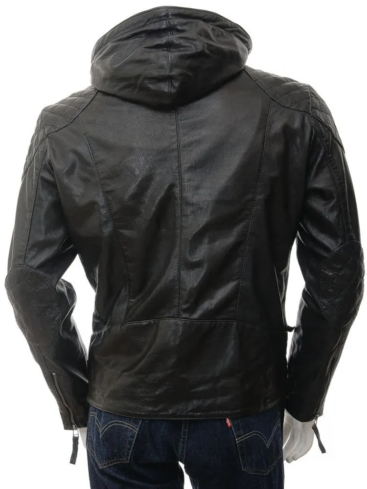 Franc Black Hooded Leather Jacket