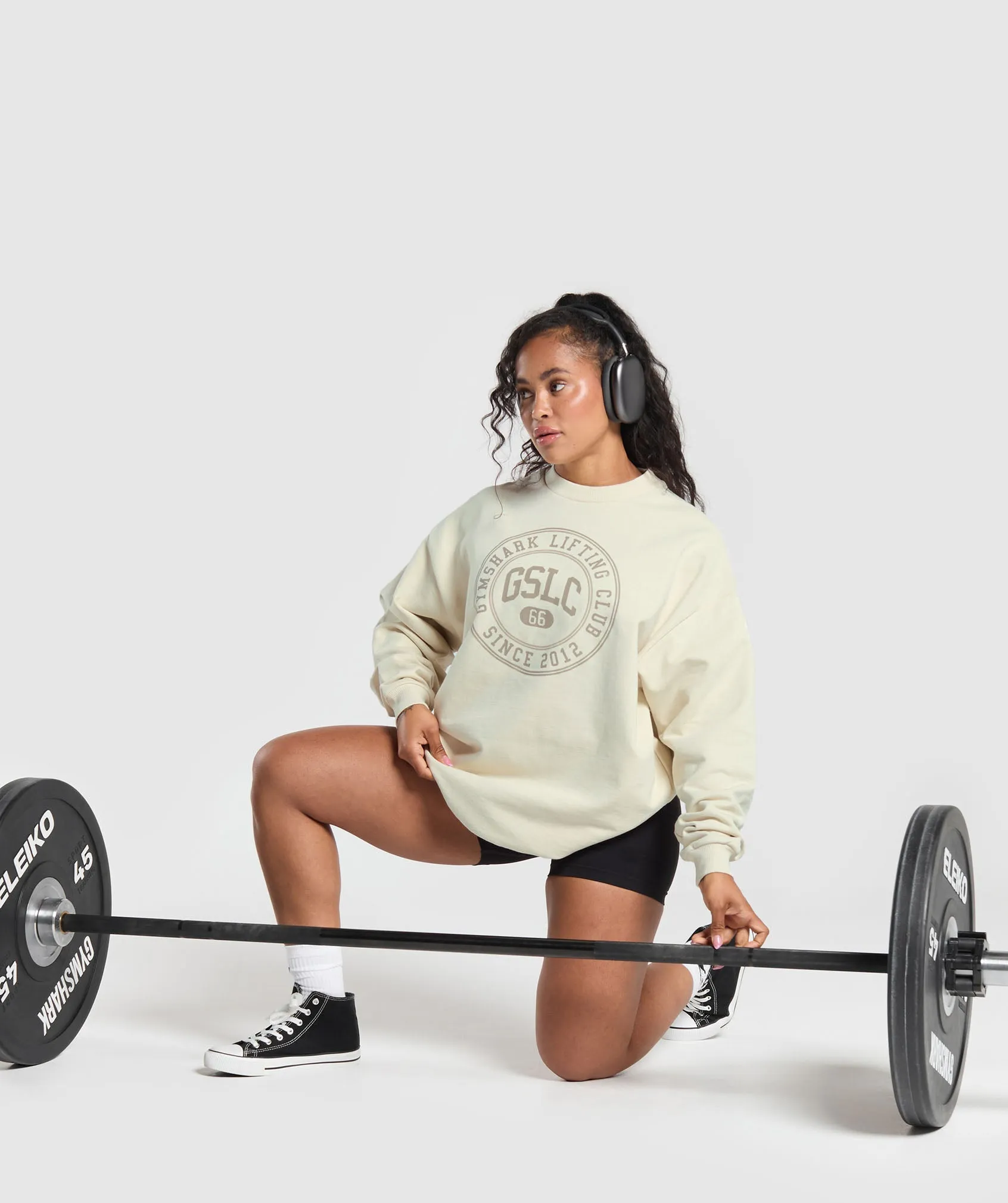 Gymshark GSLC Weight Graphic Sweater - Ecru White