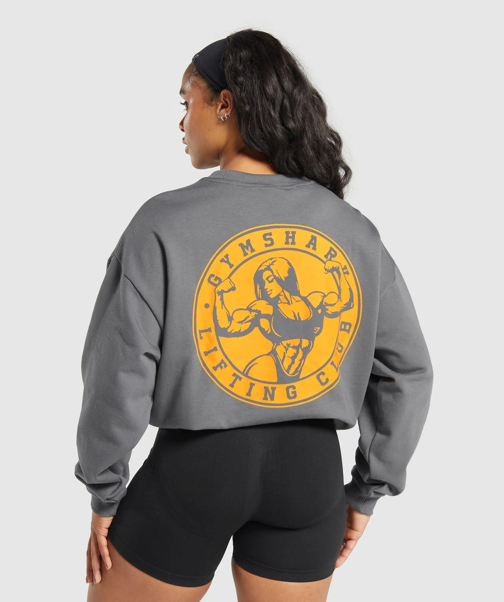 Gymshark Strong Girl Lifting Club Oversized Graphic Crew - Pitch Grey