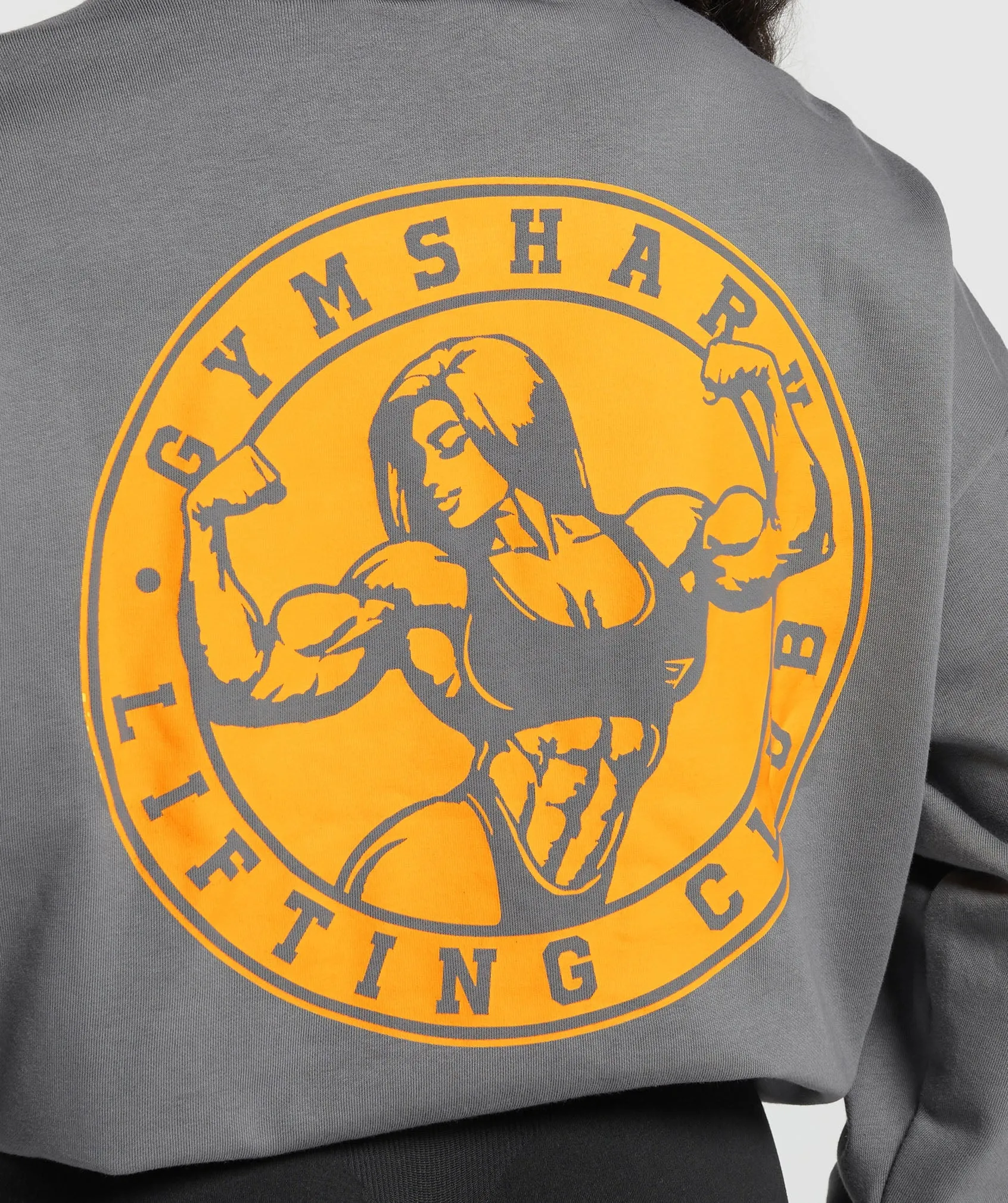 Gymshark Strong Girl Lifting Club Oversized Graphic Crew - Pitch Grey