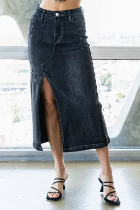 H Line Column Denim Skirt