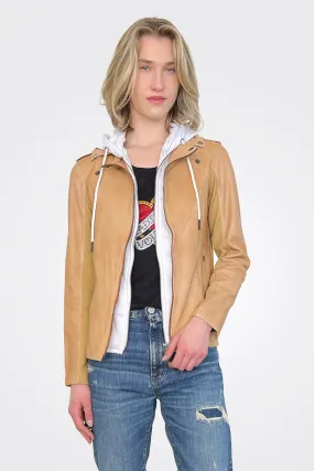 Hannah Leather Dickey Jacket - Autumn White