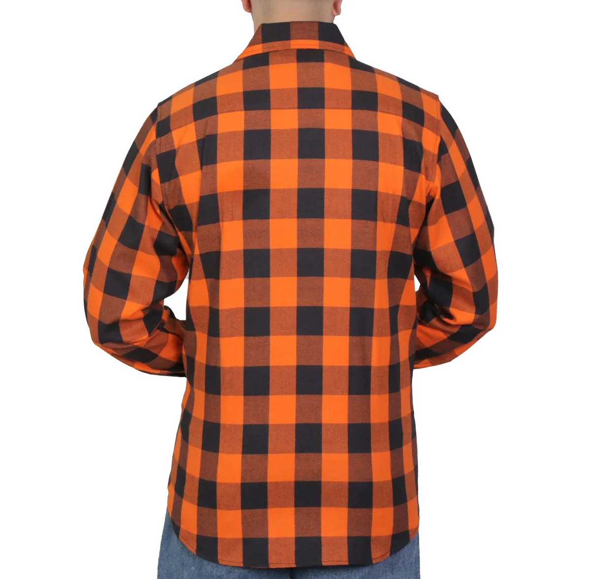 Hot Leathers FLM2007 Men's Orange and Black Long Sleeve Flannel Shirt