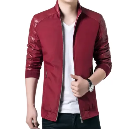 Leather Jacket Men New Slim Jackets Male Leather Stand Collar Sportswear Men's Fashion leather Outwear