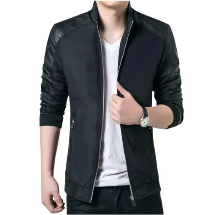 Leather Jacket Men New Slim Jackets Male Leather Stand Collar Sportswear Men's Fashion leather Outwear