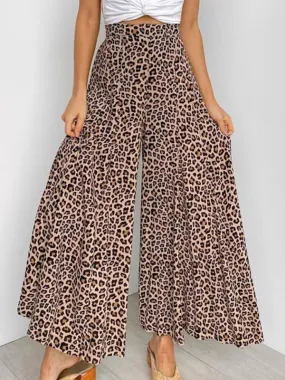 Leopard Print Wide Leg Pants