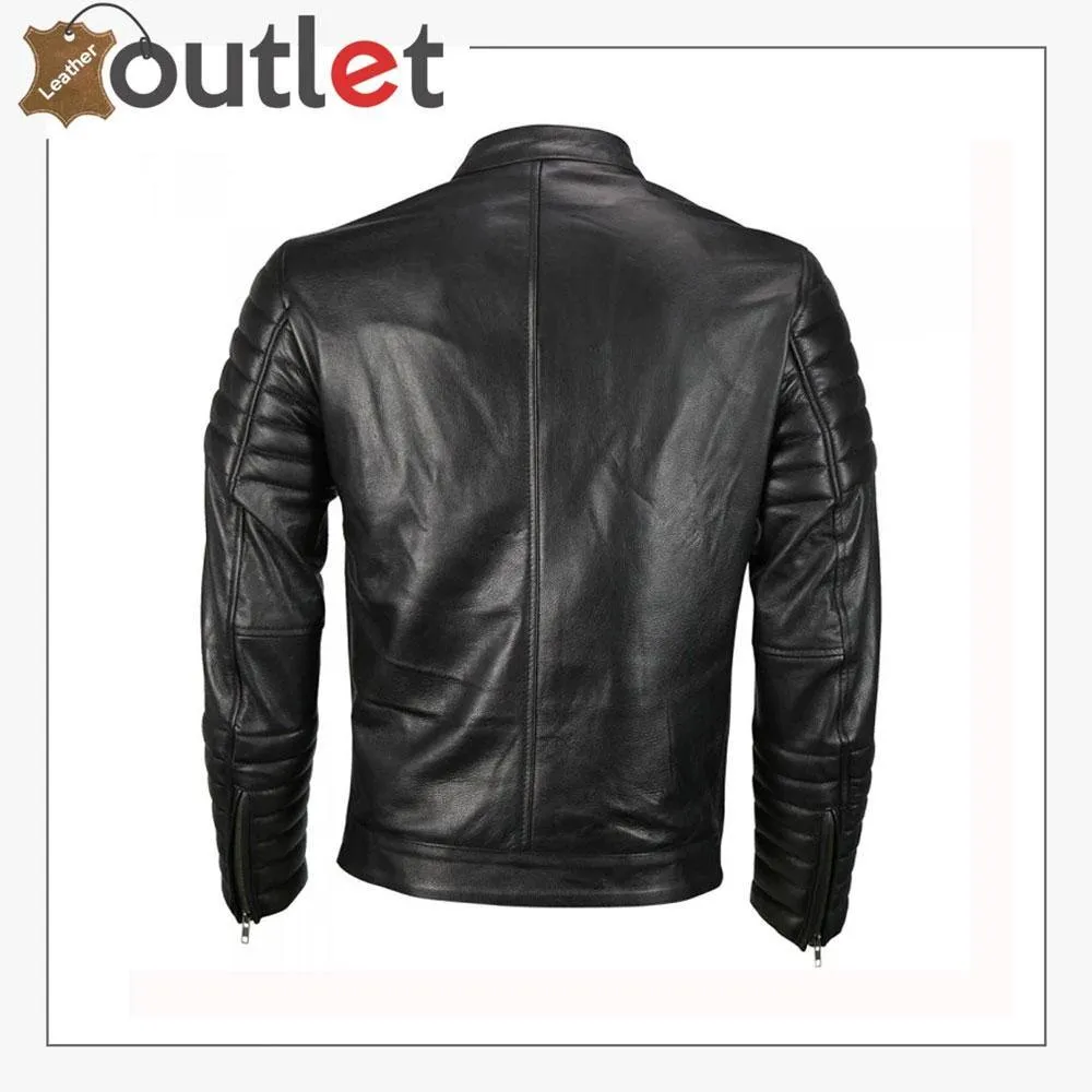 Men’s Moto Snap Collar Biker Fashion Leather jacket