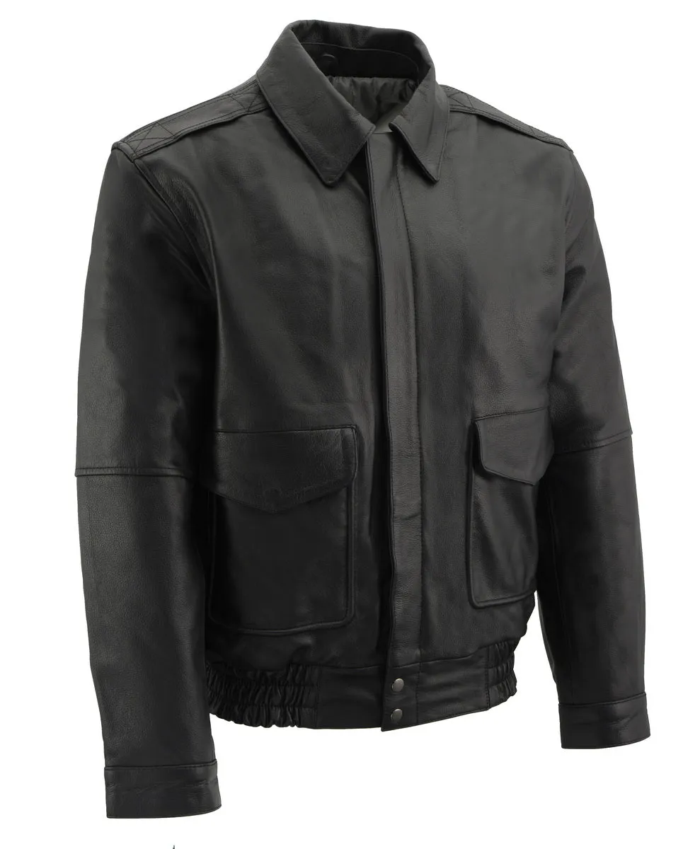 Milwaukee Leather Men's Classic Black Bomber Leather Jacket SFM1519