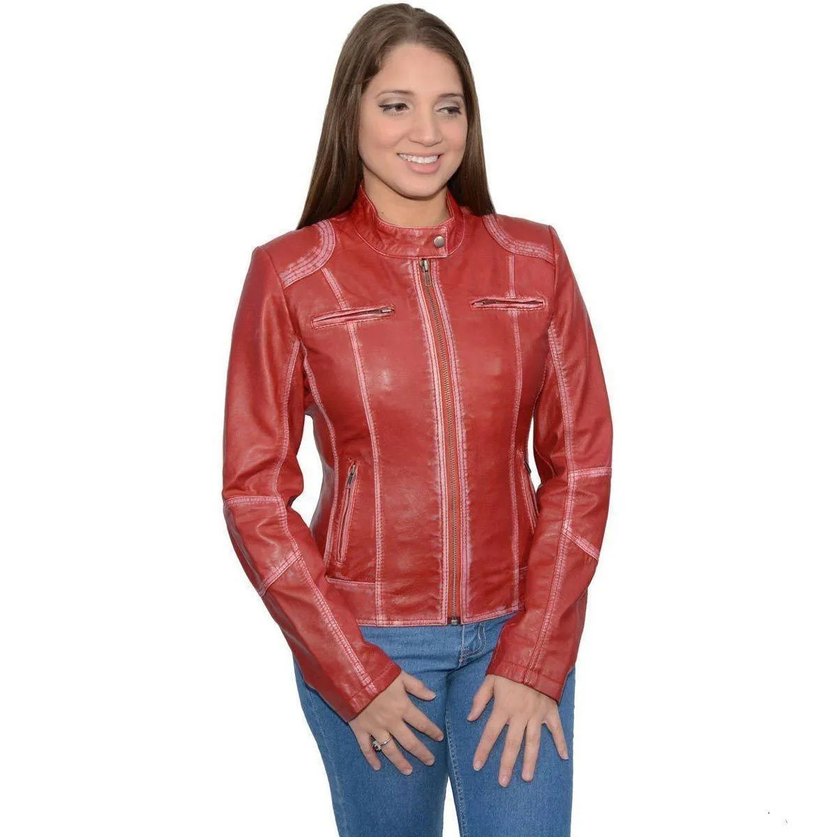 Milwaukee Leather SFL2830 Women's Red Scuba Style Sheepskin Fashion Leather Jacket