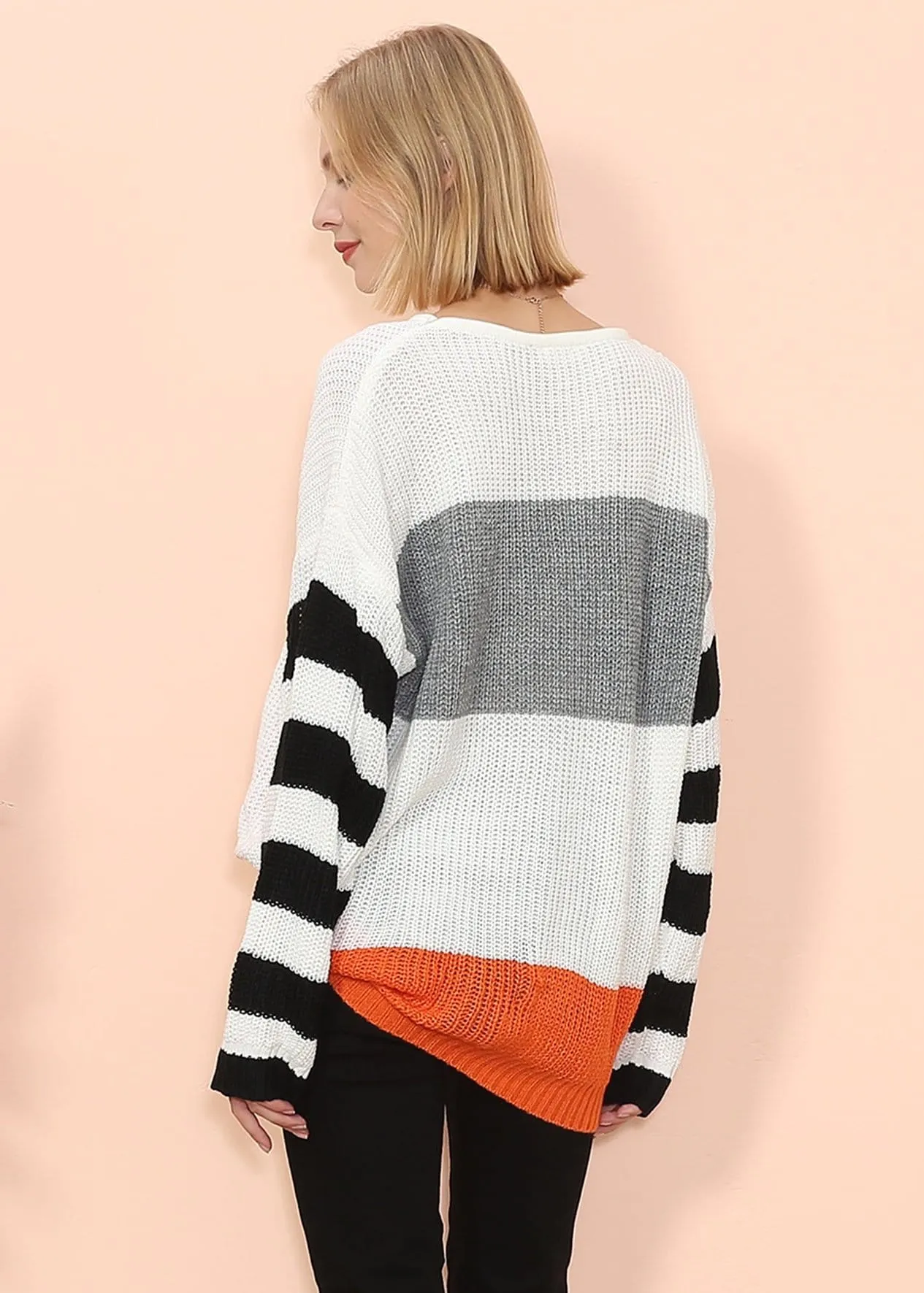 Mixed Striped Oversized Sweater